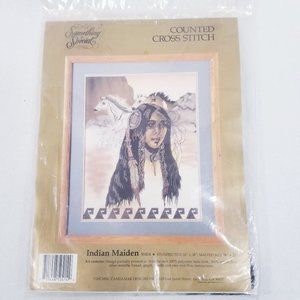 Vtg. 1990 Indian Maiden Counted X-Stitch Kit - New